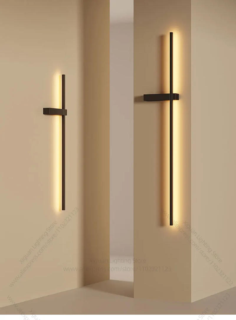 Description Picture 2 of itemMinimalist Wall Lamp LED Modern Lines Bed Head Wall Lamp Designer Living Room Bedroom Stairwell TV Background Indoor Long Lamps