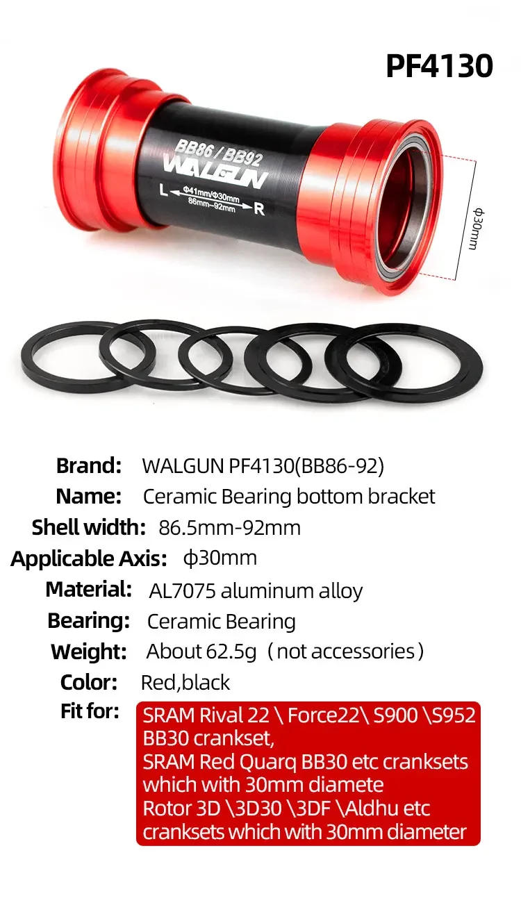 Description Picture 4 of itemBB86 BB92 Bike Bottom Bracket Ceramic BB for MTB Road PF4124 PF4130 PF41DUB 41mm 24mm 30mm 29mm DUB Gxp 105 Bicycle Crank Parts