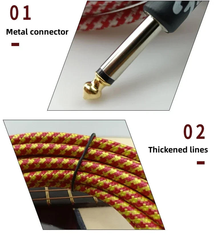 Description Picture 6 of item3/6M Electric Guitar Cable Wire Connection Cable Audio Cable Guitar & Bass String Instrument Accessories Parts Color Random