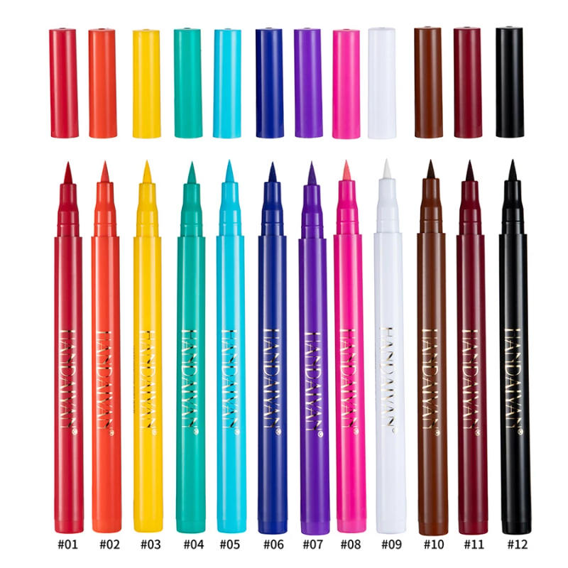 Description Picture 2 of item12Pcs/Set Multicolor Eyeliner Pens Easy To Wear Quick Drying Non-Smudging Liquid Waterproof Eye liner Pens Makeup Tools