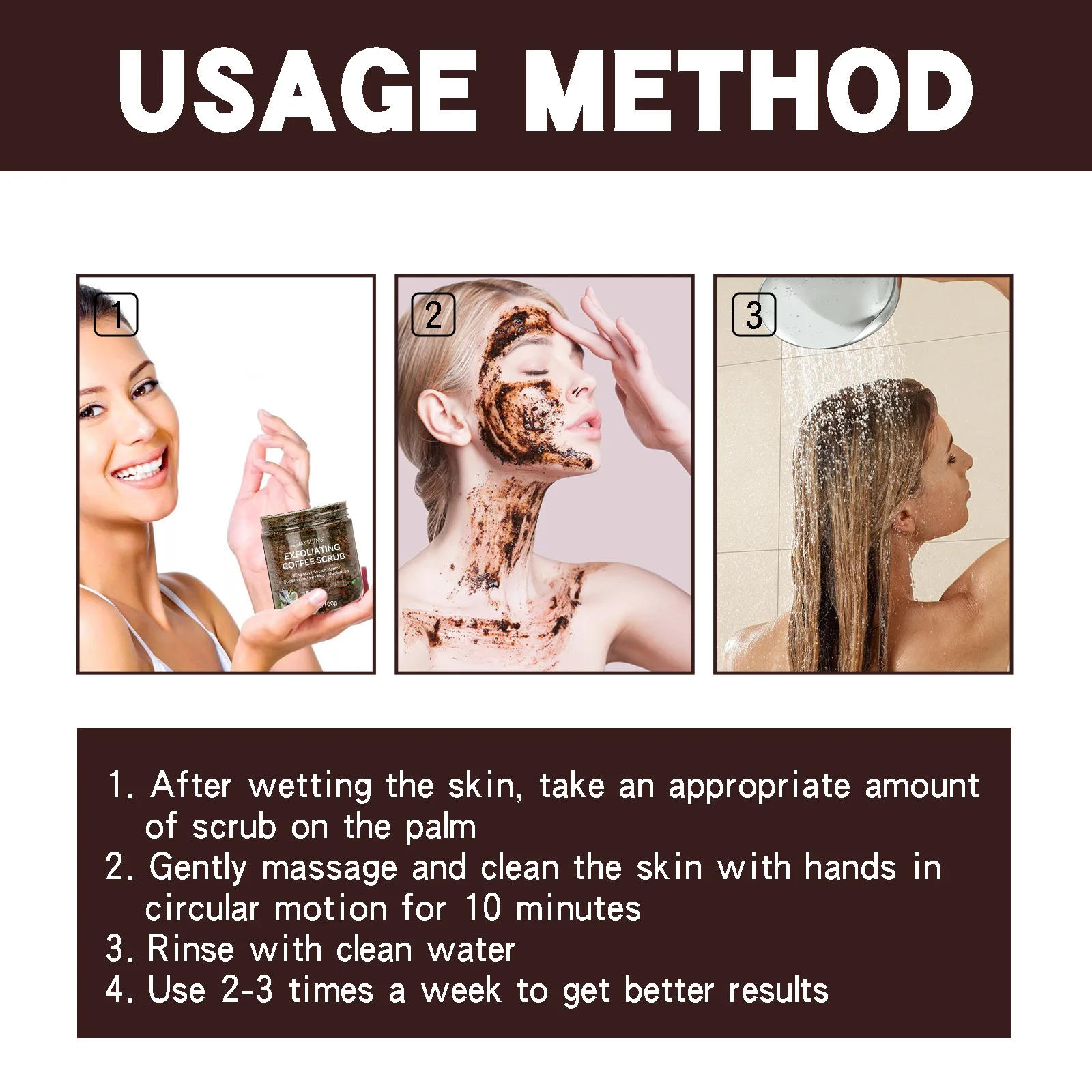 Description Picture 6 of itemCoffee Scrub for Face Body Exfoliating Brightening Cleaning Dark Spots Removal Fade Melanin Pigmentation Whitening Scrub Cream