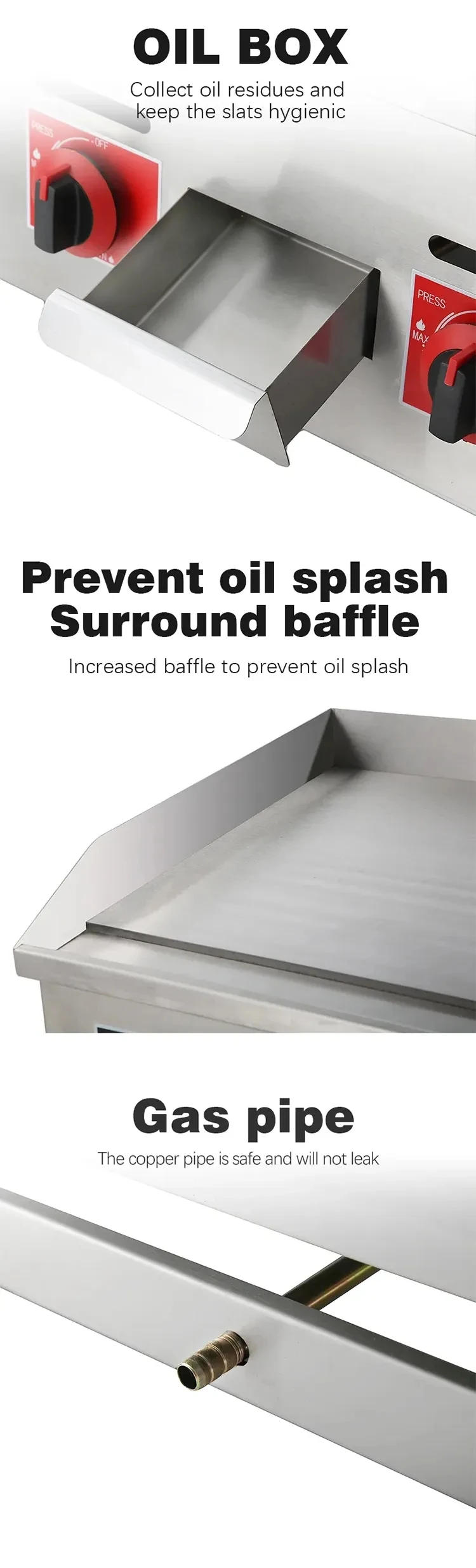 Description Picture 6 of itemCommercial LPG Gas Griddle Top Grill Hot Plate BBQ Grill Griddle Tabletop Flat Top Countertop Restaurant Griddle Grill