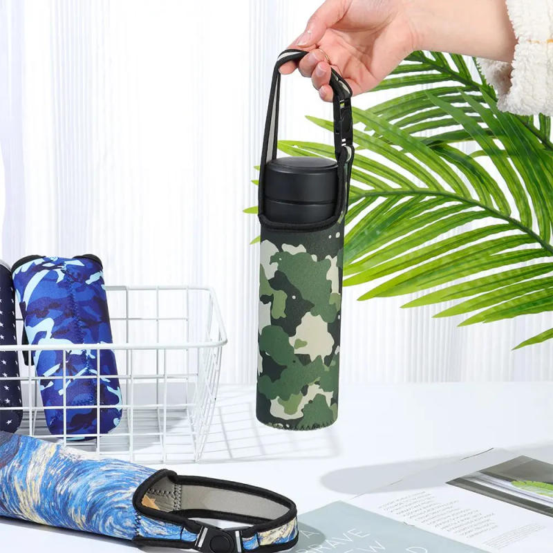 Description Picture 5 of item1Pcs Sport Water Bottle Cover Case with Shoulder Strap Portable Vacuum Glass Cup Sleeve Cup Pouch Sport Camping Accessorie