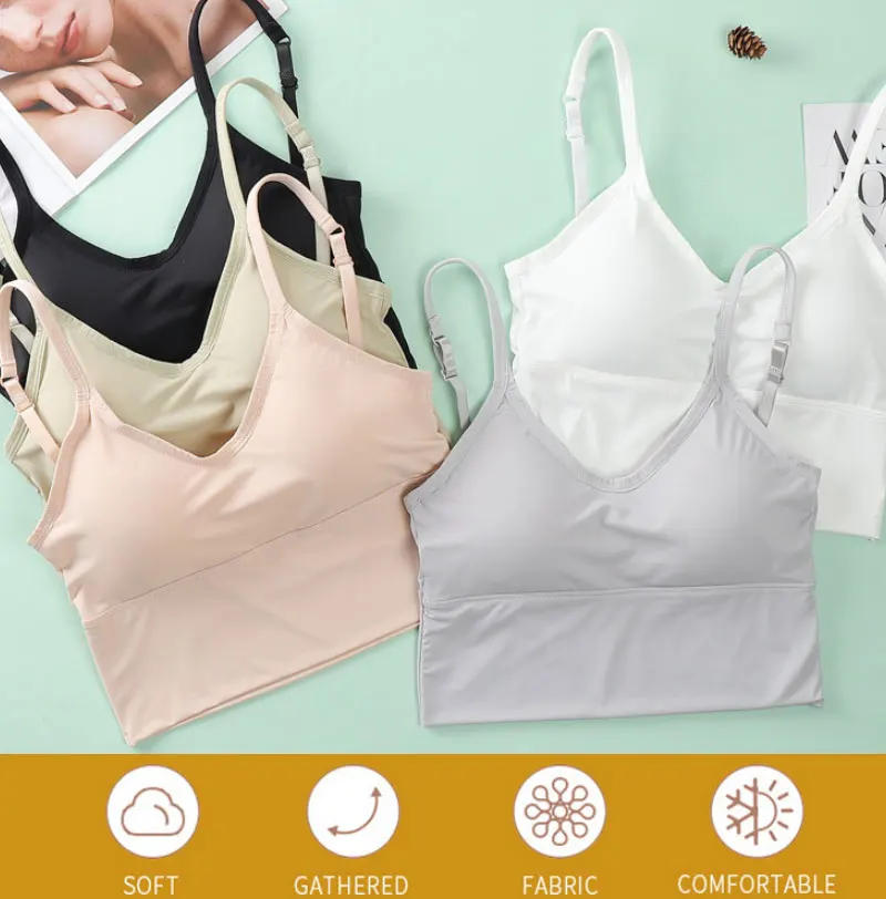 Description Picture 4 of itemWomen Bra Ice Silk Backless Open Back Tank Top Seamless Bralette U Type Low Back Bras Push Up Wirefree Underwear Sexy Sports