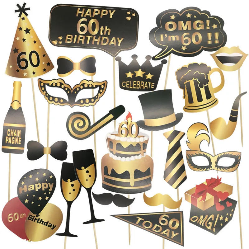 Description Picture 5 of item30 40 50 60 Year Old Photo Booth Props Adult Birthday Decor Women Men 30th Anniversary Happy Birthday PhotoBooth Props Frame
