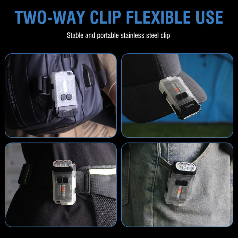 Description Picture 6 of itemBORUiT V15 EDC Flashlight 1200LM LED Fluorescence Keychain Work Light With Magnet Type-C Rechargeable Camping Pocket Lantern