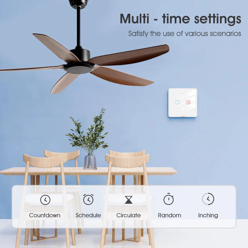 Description Picture 6 of itemRF433 Tuya WIFI Smart Touch Switch No Netural Wire Required Ceiling Fan 2 Gang Light Switch Alexa Google Home Voice APP Control