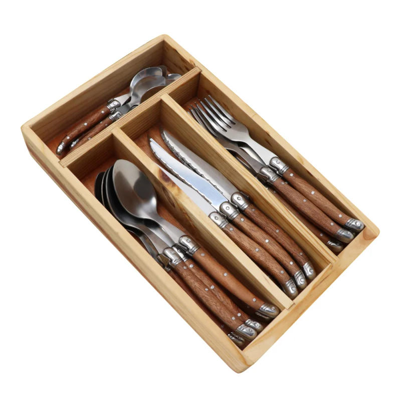 Description Picture 6 of itemJaswehome Tableware Stainless Steak Knives Set Dinnerware Set ABS Wood Grain Handle Knife Fork Spoon Flatware