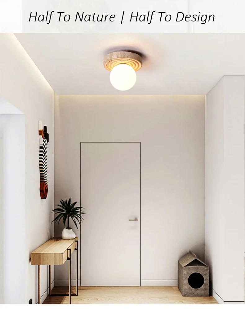 Description Picture 5 of itemJapanese Creative Natural Small Ceiling Light Simple Yellow Marble Balcony Corridor Room Decorative Lamp Warm Color Atmosphere