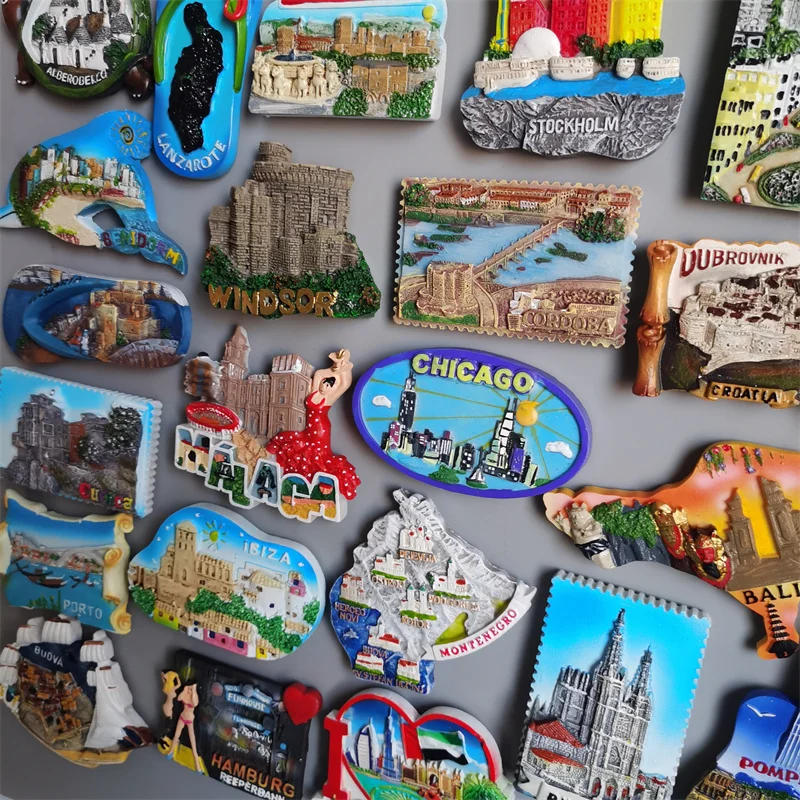 Description Picture 3 of itemFridge Magnets Spain Hamburg Germany Croatia Montenegro Sweden Bali Maldives Chicago USA Dubai India Lanzarote Collection Gifts