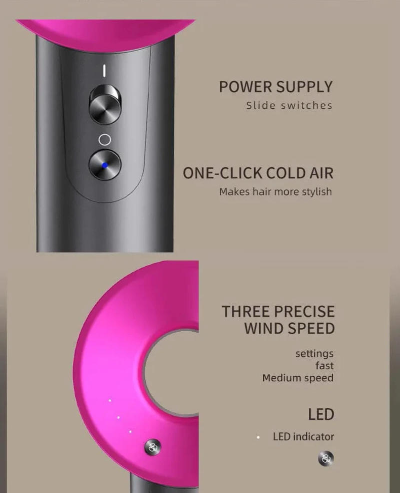 Description Picture 4 of itemElectric Hair Dryer High Speed Blow Drier Professional Negative Ion Hair Care Hairdryer Noise Reduction Constant Temperature