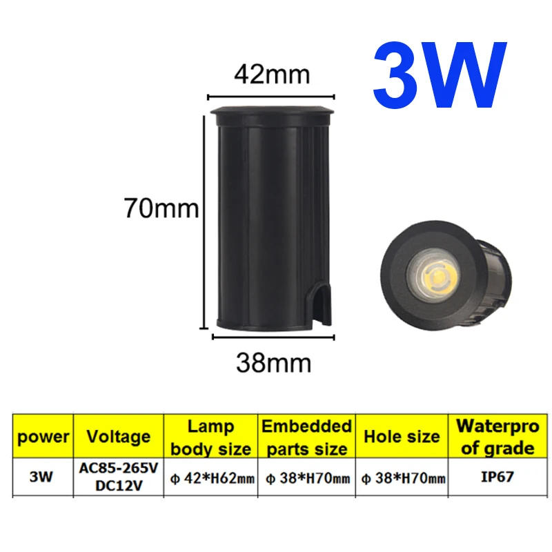 Description Picture 3 of itemnew 3W 1W LED Underground light Ground Garden Path Floor Lamp Outdoor Underground Buried Yard Lamp Landscape Light 85-265V DC12V