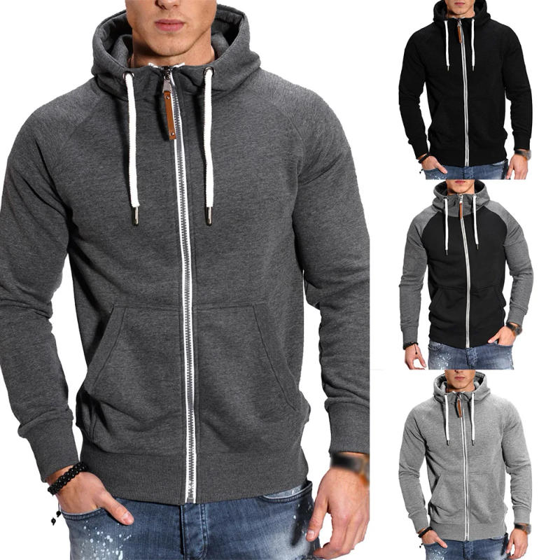Description Picture 2 of itemMens Winter Hoodie Hooded Jacket Casual Coat Long Sleeve Sweatshirt Zip Up Sports Jogger Outwear Hooded Top Windbreaker