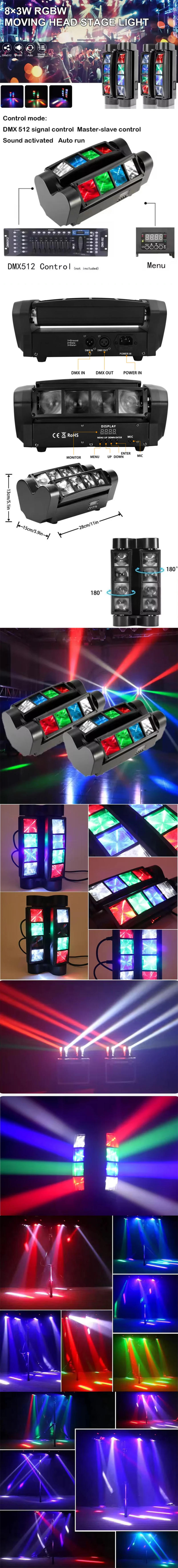 Description Picture 2 of item8x3W Spider effect light LED mini eight eye spider light For Stage Show Disco DJ Party Club Bar DMX512 LED effect light show