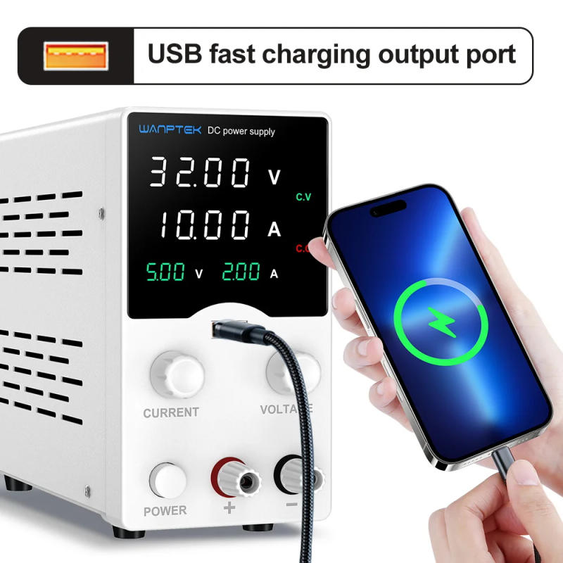 Description Picture 3 of itemWanptek Laboratory DC Power Supply30V 10A Adjustable Power Supply with USB Fast Charging for Cell Phone Repair, Battery Charging