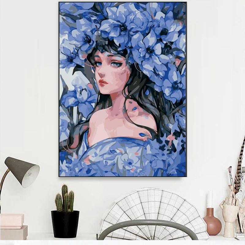 Description Picture 4 of itemSDOYUNO 60x75cm Oil Paint By Numbers DIY Figure Painting By Numbers On Canvas Number Painting Girl Wall Art Home Decor