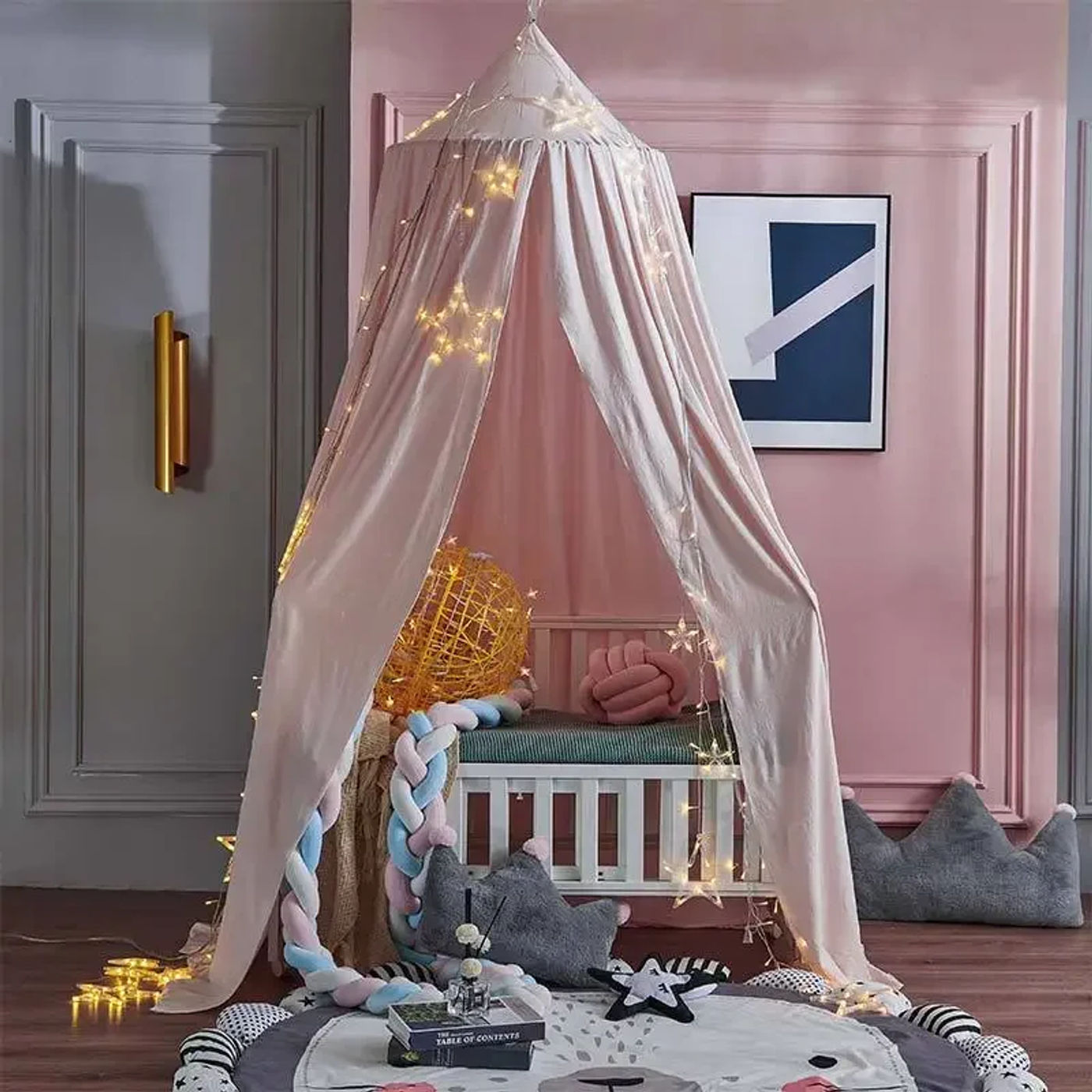 Description Picture 6 of itemKids Mosquito Net Baby Crib Curtain Hanging Tent Bed Decor Girl Princess Hanging Bed Canopy Living Corner Play Reading NookDecor