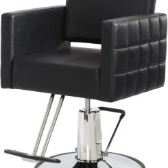 Buy-Rite Icon Styling Chair for Professional Salons and Barbers, Black Modern Hair Stylist Chair - Wide Seat, Quilted Design, St