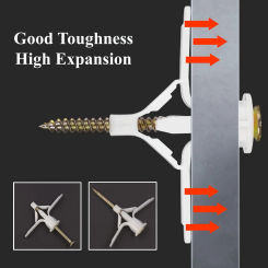 50 Sets Of Nylon Expansion Drywall Anchoring Kit With Galvanized Carbon Steel Screws, Self-Drilled Wall, Special For Drywall