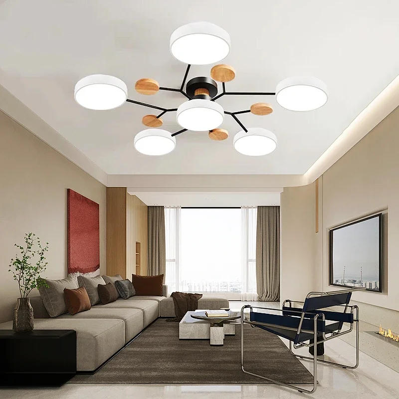 Description Picture 6 of itemNordic Style Living Room Ceiling Chandelier Bedroom LED Ceiling Light Kitchen Wooden Dining Room Ceiling Lamp Aisle Lighting