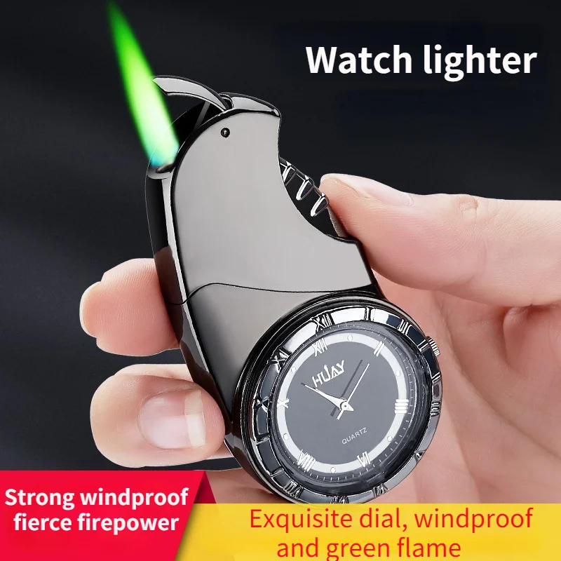 Description Picture 2 of itemLuxury LED Gold Watch Windproof Jet Butane Lighter Torch Turbo Gas Inflatable Lighter Cigar Cigarette Accessories Men's Gift