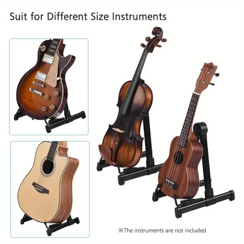 Description Picture 2 of itemAdjustable Guitar Stand - Folding Free-Standing Holder for Acoustic, Electric, Bass, Guitar, Mandolin, Banjo, Ukulele & Violin