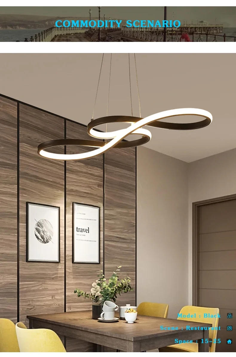 Description Picture 4 of itemModern Kitchen Island Pendant Lights Bar Table Dining Room Decor Hanging Lights Remote Dimming Kitchen Led Cord Pendant Lamp