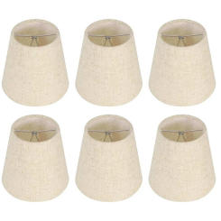 Small Lamp Shade Clip On Bulb Set Of 6 For Candelabra Bulbs, Barrel Fabric Lampshade For Table Chandelier Wall Lamp