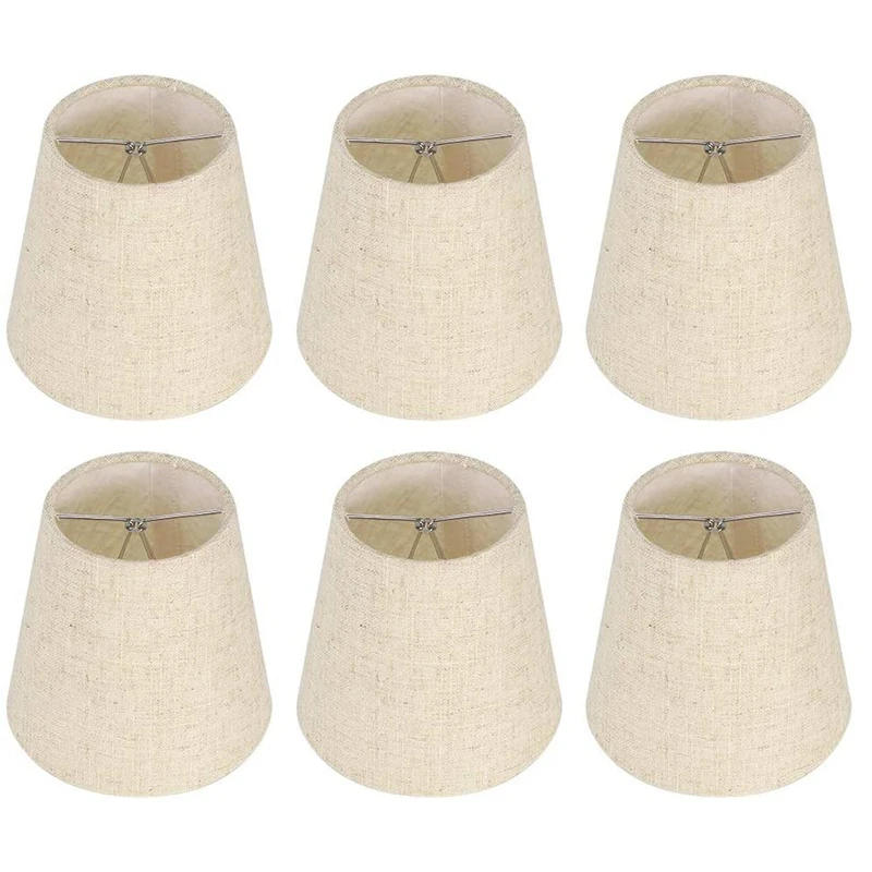 Description Picture 4 of itemSmall Lamp Shade Clip On Bulb Set Of 6 For Candelabra Bulbs, Barrel Fabric Lampshade For Table Chandelier Wall Lamp