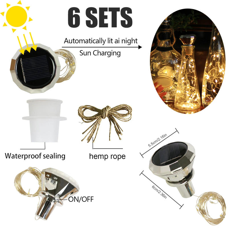 Description Picture 6 of itemSolar Wine Bottle Lights Diamond 2M 20 LED Copper Wire Fairy Garland String Light Auto On/Off for Garden Wedding Christmas Party