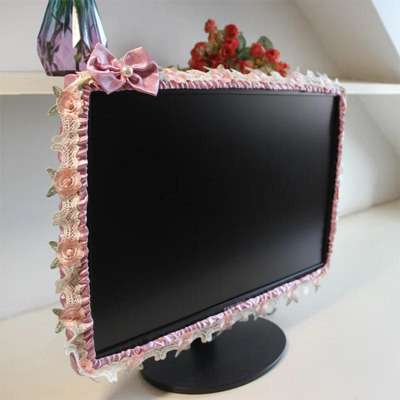 Description Picture 2 of item17-30INCH TV Dust Cover Computer Monitor Protection Stick Wall-Mounted Desktop Curved Screen Soft Fabric Craft