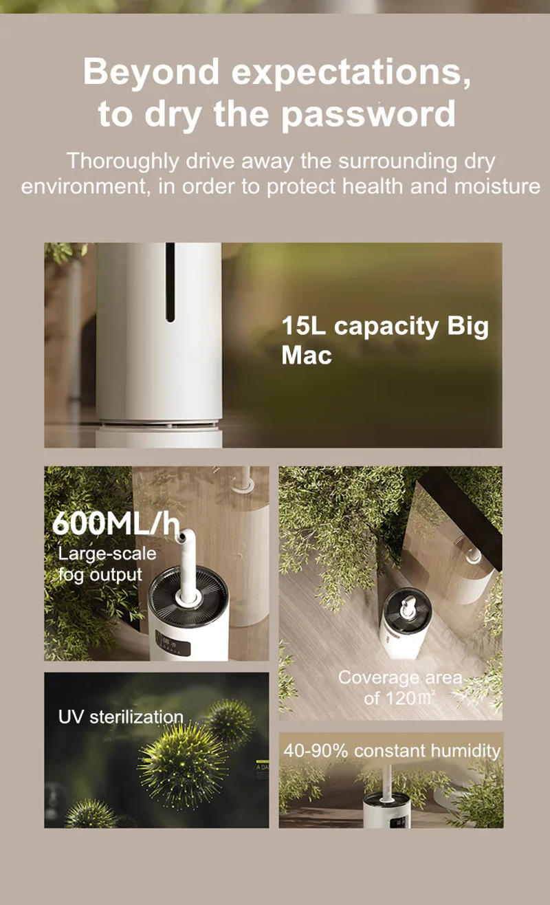 Description Picture 3 of itemWiFi Aromatherapy 15L Ultrasonic Air Humidifier Large Standing Floor Model for Household and Hotel Use White Office Touch