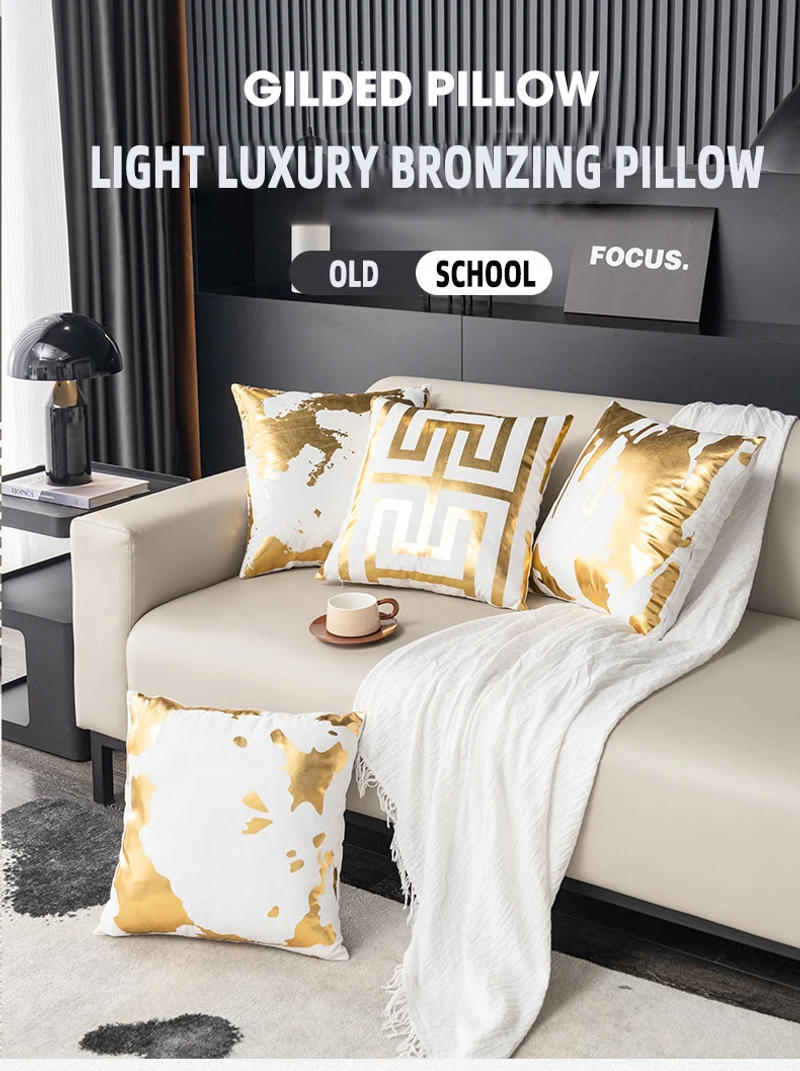 Description Picture 2 of itemIrregular Abstract Geometric Bronzing Printed Cozy Soft Throw Pillow Cases Cushion Covers Shells for Sofa Couch Bed Home Decor