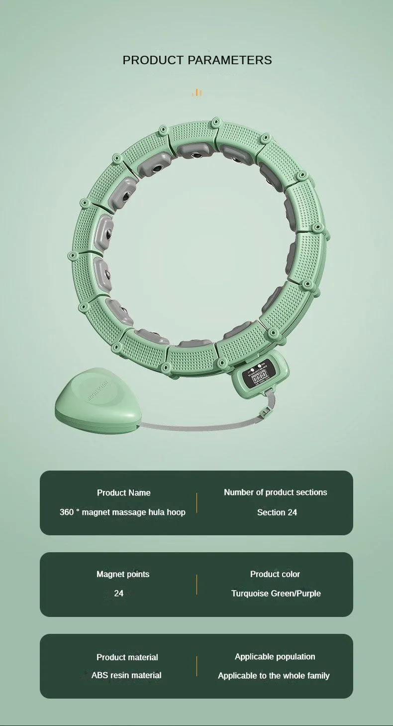 Description Picture 2 of item24 Sections Smart Counting Hula Ring Hoops Fitness Massage Weight Loss Artifact Detachable Adjustable Weighted Circle Sport Hoop