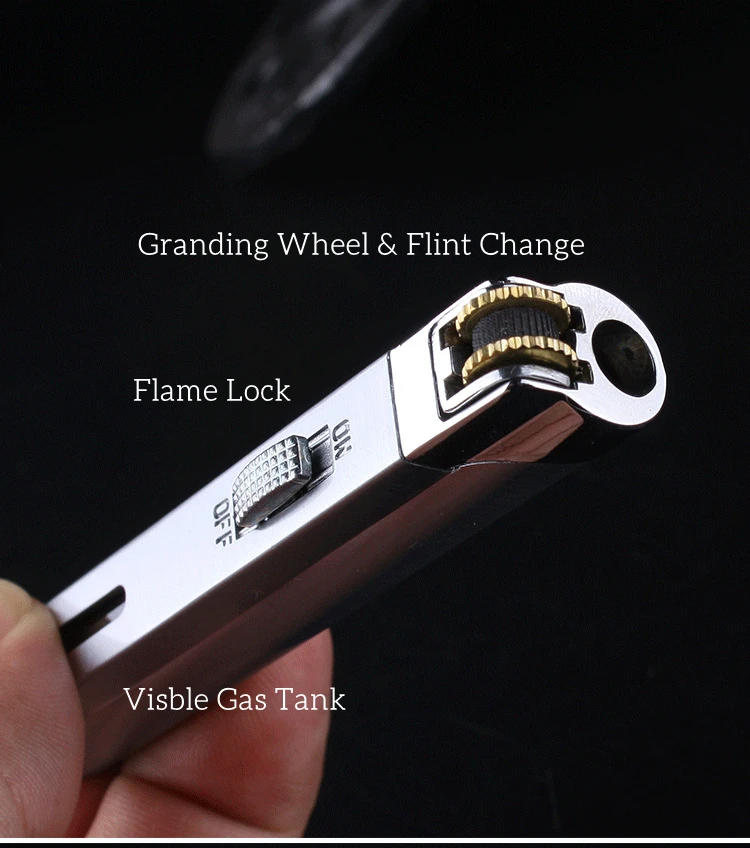 Description Picture 2 of itemAomai Windproof Blue Jet Flame Cigarette Lighter Inflatable Granding Wheel Ignition Butane Smoking Accessories Gifts for Men