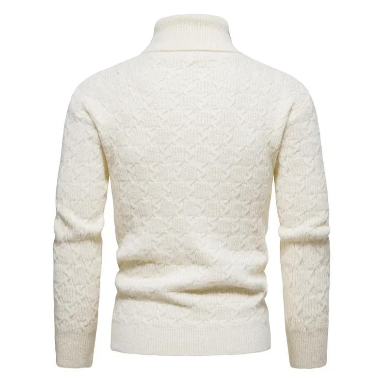 Description Picture 6 of item2023 Spring and Autumn New Slim Fit Men's Knitwear Coat High Polo Neck Fashion Sweater Underlay