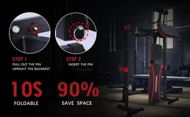 Description Picture 4 of itemCWeight with Leg Extension/ Preacher Curl,Bench Press Set and Squat Rack,Foldable Workout Benches for Home,900