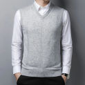 Men Basic Wool Knit Tank Sleeveless Jumpers V Neck Sweater Pullover for Autumn Winter England Style Fashion 00267