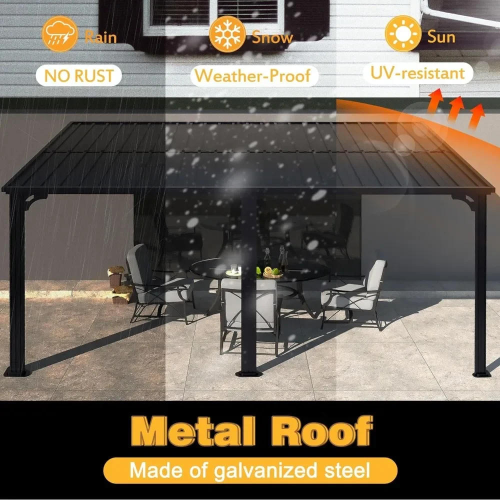 Description Picture 6 of itemGazebo, Outdoor Pergola on Clearance with Aluminum Frame, Outdoor Patio Lean to Gazebo Awnings for Deck, Porch and Backyard