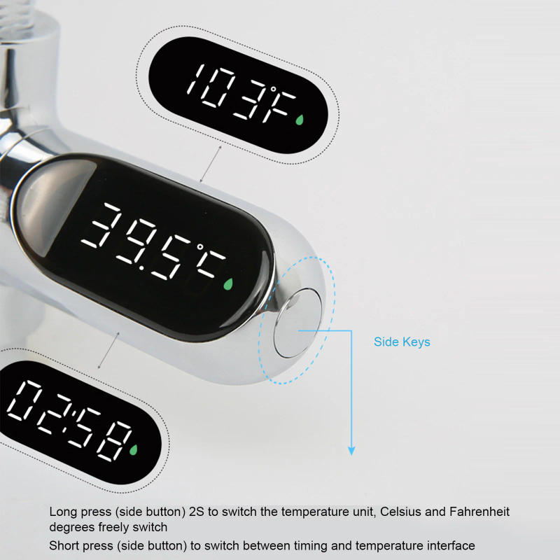 Description Picture 4 of itemPlating Faucet Base with Thermometer Led Digital Display Bath Water Thermometer 360 Rotating Screen for Home Bathroom Kitchen