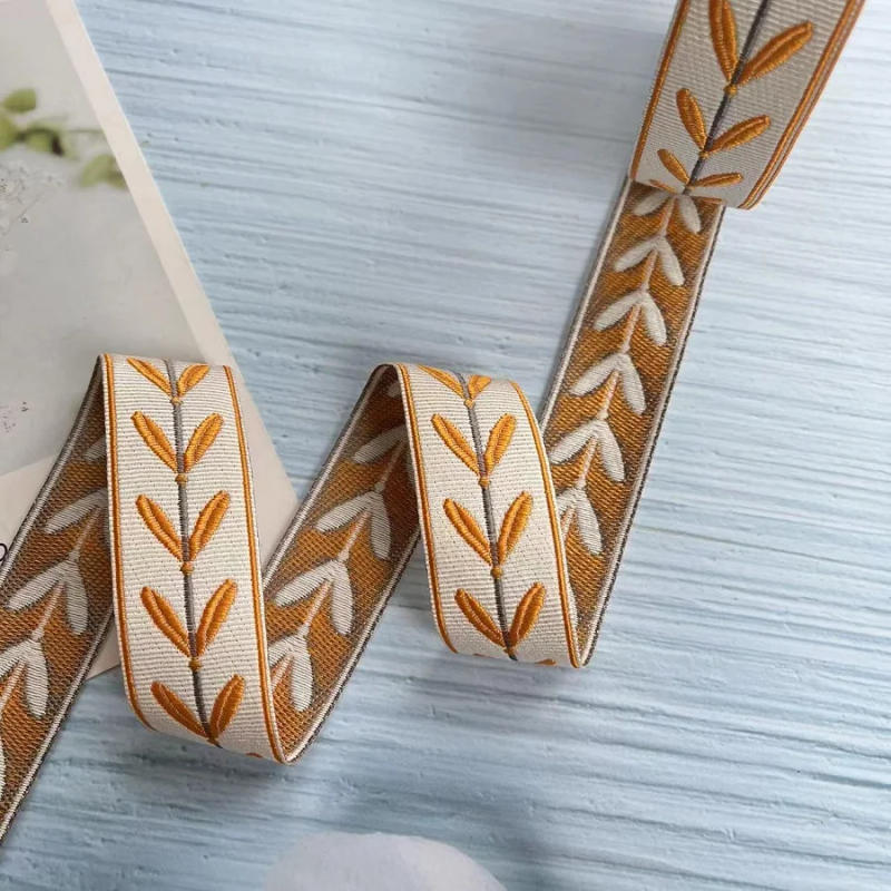 Description Picture 4 of item5 yards/lots Woven Jacquard Ribbon Ethnic lace Leaf pattern Flowers For Curtain Garment accessories LS-2242 width 3 cm