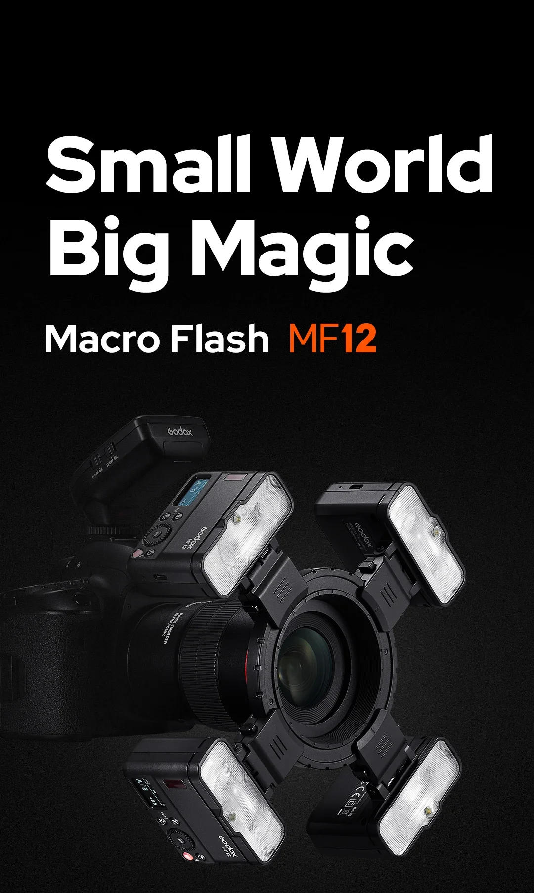 Description Picture 2 of itemGodox MF12-K2 Macro Flash 2 Light Kit Mini Speedlite built-in Godox X System TTL Flash + Color Filter Diffuser for Macro Shots