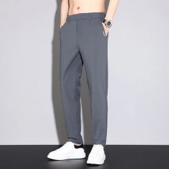 Ice Silk Casual Pants Men's Summer Drape All The Fashion Brand 2024 New Thin Loose Straight Tube Sports Men's Pants