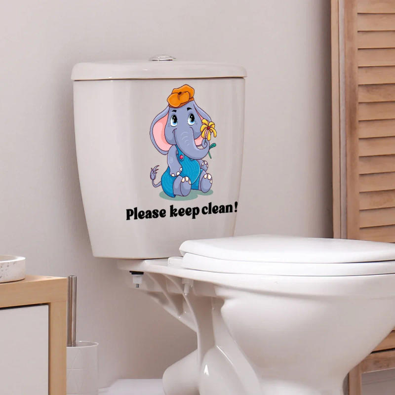 Description Picture 5 of item1 PC Cute Mini Elephant Toilet Sticker - Decorative Bathroom Wall Decal - Fun and Easy To Apply Home Decor Stickers