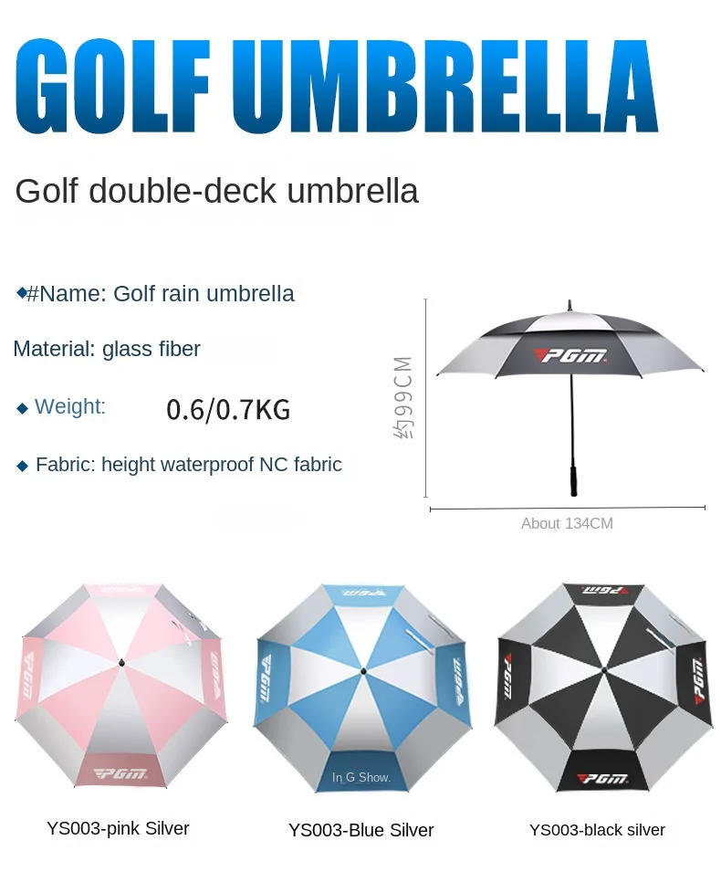 Description Picture 5 of itemPGM Golf Umbrella Double-layer Wear-resistant Rain-proof Sunscreen Fiberglass Material Spring and Summer Automatic Manual YS003