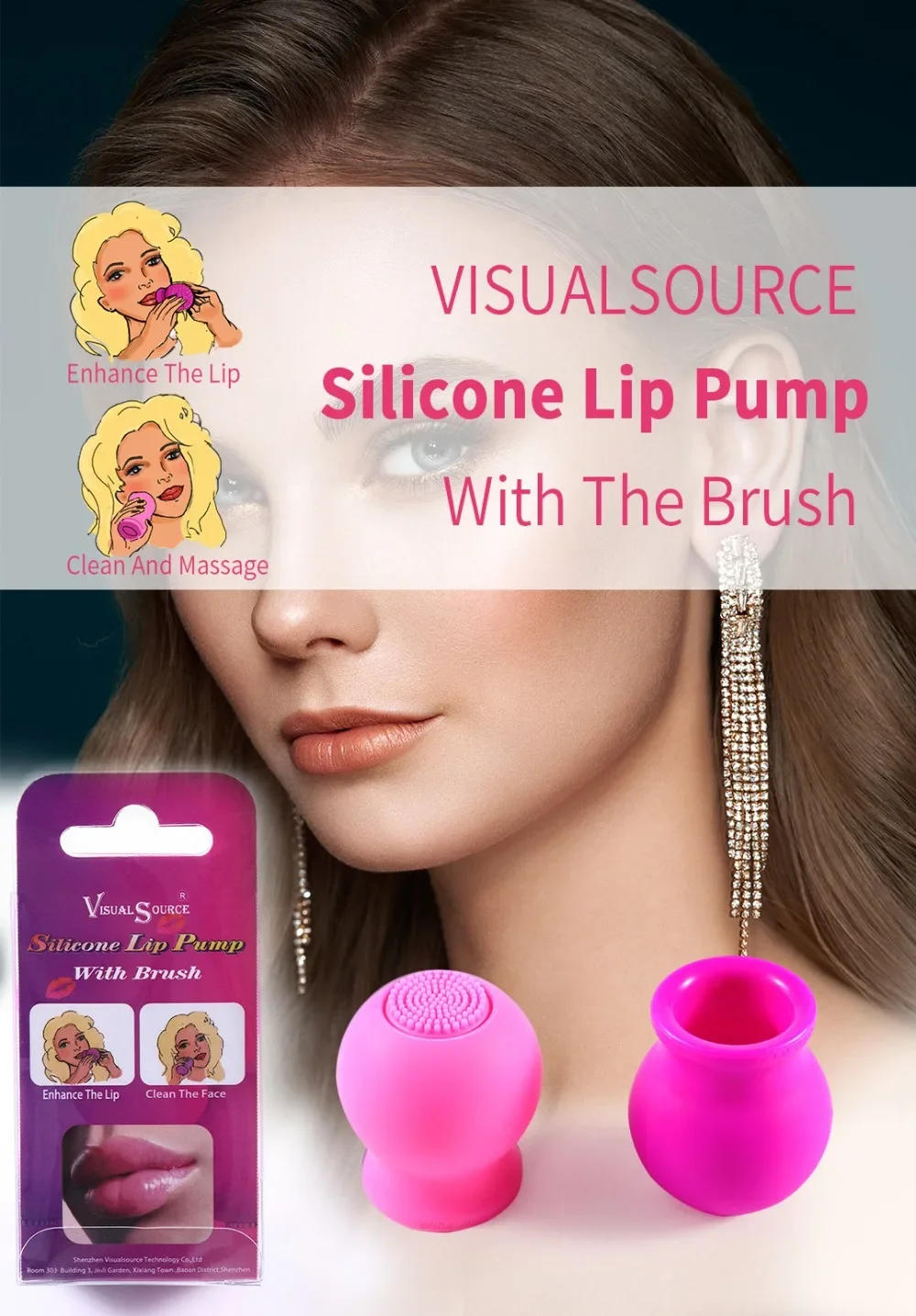 Description Picture 2 of itemSilicone Lip Plumper Device Lip Pump with Brush Lip Enhancer Plumping Device Manual Pressing Plumper Tool Sucker Beauty Tools