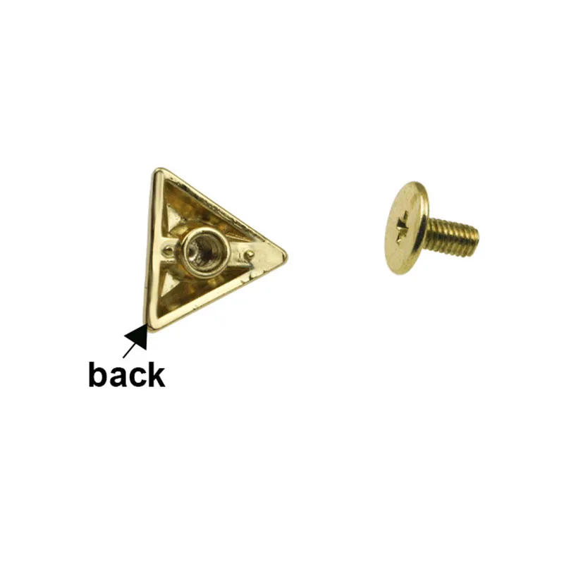 Description Picture 4 of item4pcs Triangle Shape Metal Screw Back Rivets for Leather Studs Nail Garment Leather Craft Belt Wallet Bag Decoration Hardware