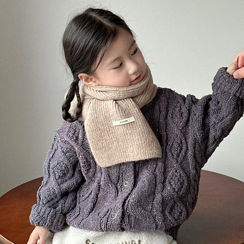 Description Picture 3 of item1-8Years Wool Versatile Children's Scarf Autumn and Winter Knitted Warm Scarves for Boys and Girls Trendy Windproof Headscarf