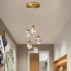 Modern minimalist luxury crystal chandelier K9 gold chandelier restaurant villa bedroom bar living room decoration lighting