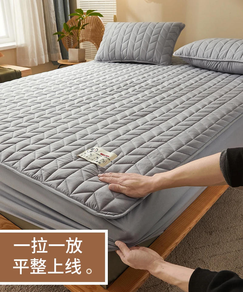 Description Picture 4 of itemCotton Thicken Mattress Cover Quilted Mattress Portector Topper Pad Anti-bacterial Non-Slip Bedspreads Soft Bedding Fitted Sheet